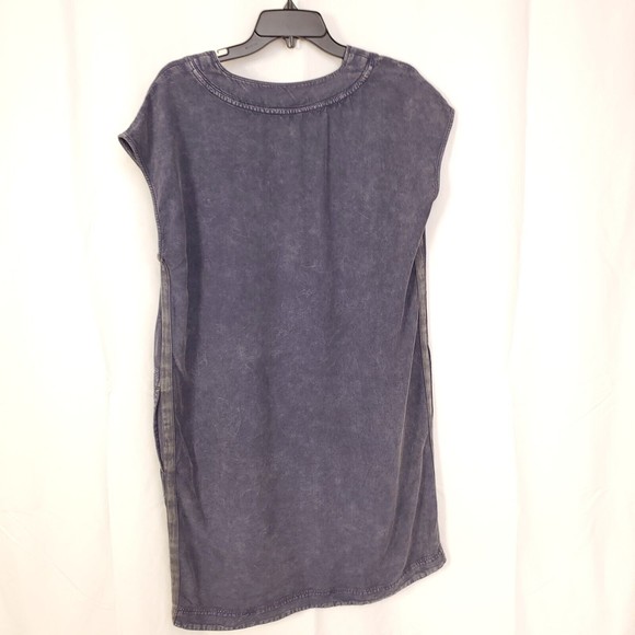 Splendid Collection Blue Shift Dress Sz M Pockets V Neck Distressed Summer $149 - Picture 6 of 8